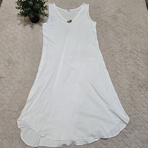 Hanky Panky White Cotton Sleeveless V-Neck Classic Nightgown